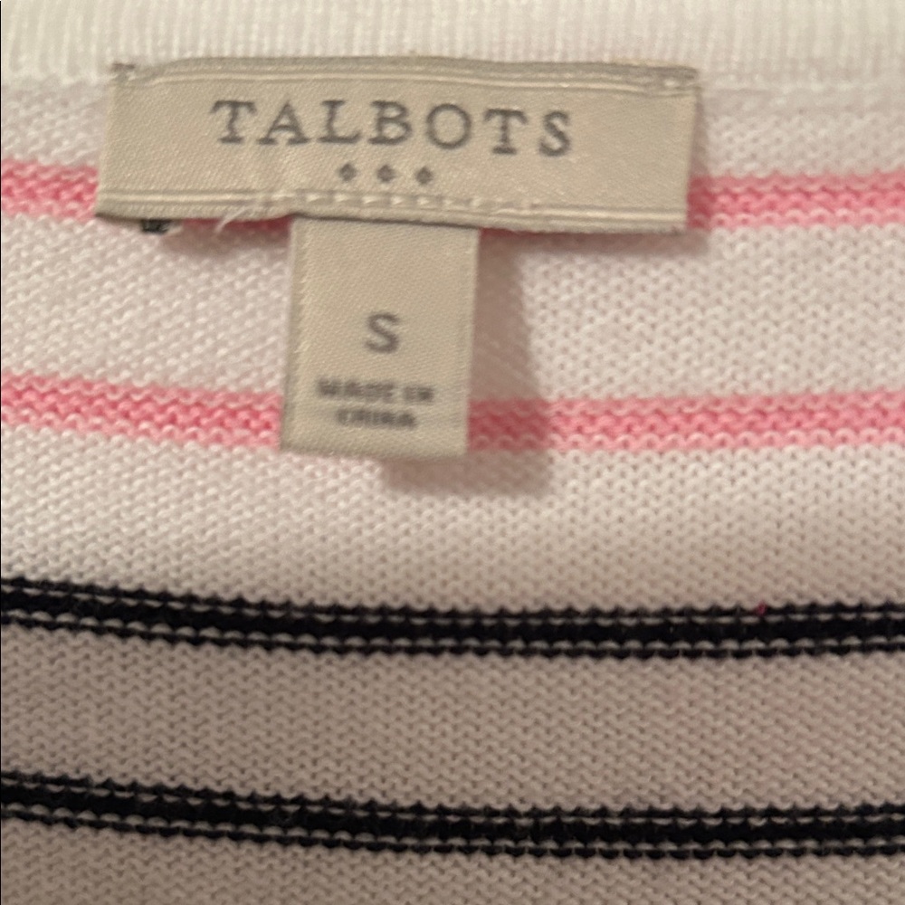 Talbots White Cardigan with Multicolor Stripes - Picture 3 of 6